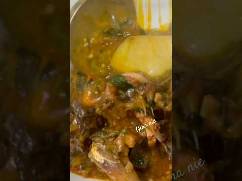 Delicious okro stew and oath swallow#food#africanfood#fyp#shorts