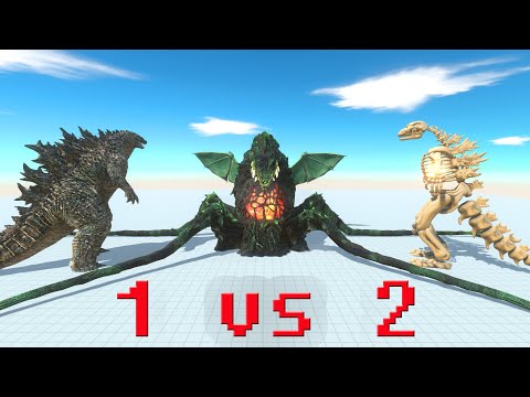 1 VS 2: BIOLLANTE VS GODZILLA 2021 + GODZILLA SKELETON - Animal Revolt Battle Simulator