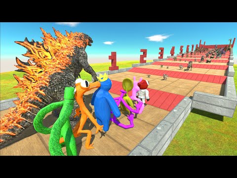 Dinosaurs Climb Challenge | Rainbow Friends and Godzilla 2021 Attack - Animal Revolt Battle Simulato