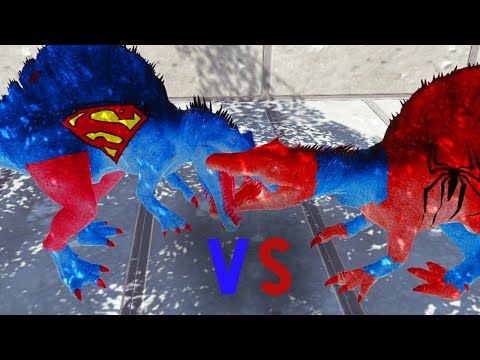 SUPERMAN SPINOSAURUS vs SPIDERMAN DEATH RUN - Animal Revolt Battle Simulator ARBS