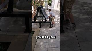 He tried to ring a large bell, it didn't work so I added sound for him. #shorts #bell #ringing