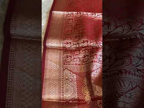 Pure Katan Silk Brocade Locked Weave Red Dupatta