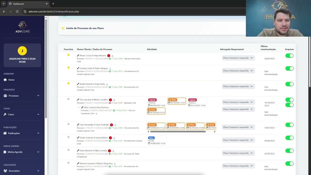 Arquivar e Desarquivar Processos - Advcore Academy