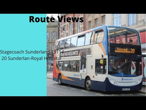 Route Views Stagecoach Sunderland 20 Sunderland-Hospital 19114(MX07 HMY)
