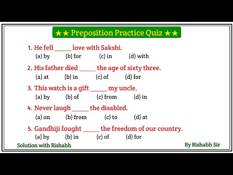 Preposition objective questions | Preposition in english grammar | Prepositions practice exercises