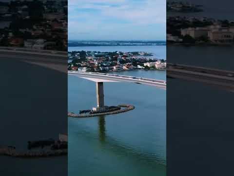 Vitória e Vila Velha unidas por uma ponte. A maior do Espírito Santo. #vilavelhaes #vitoria #drone