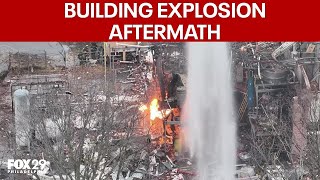 Drone footage shows aftermath of New Jersey building explosion