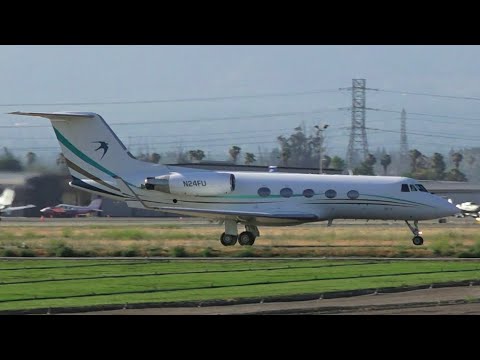 EXTREMELY RARE Unhushed Gulfstream II-B [N24FU] landing and back taxi at CNO
