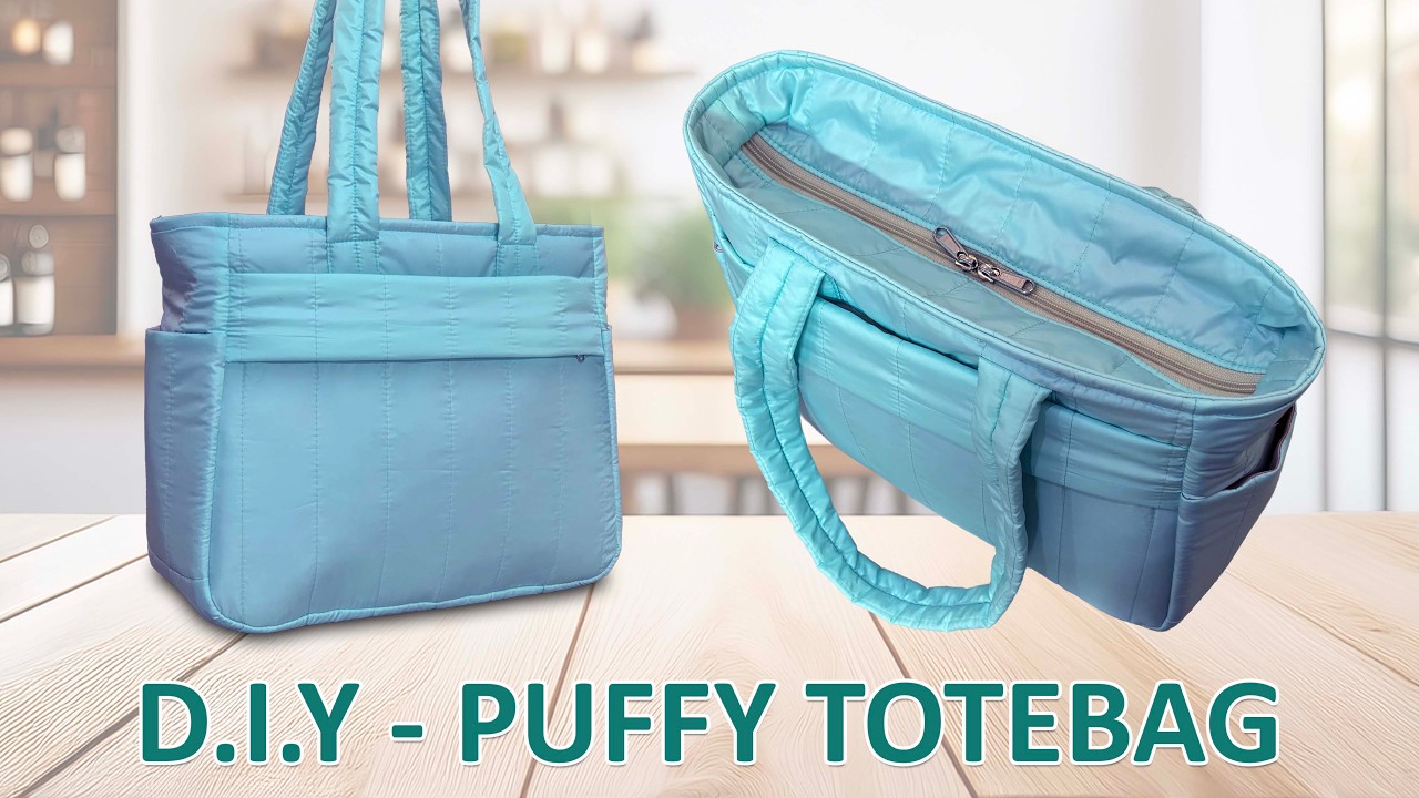 DIY - Puffy Tote Bag - Step by step tutorial with FREE PDF Pattern