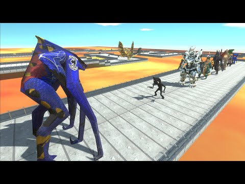 MUTO FEMALE SPIDERMAN BLUE VS GHIDORAH LAVA DEATH RUN - Animal Revolt Battle Simulator