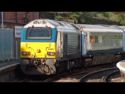 ATW DVT & 67001 Departs Newport South Wales For Holyhead
