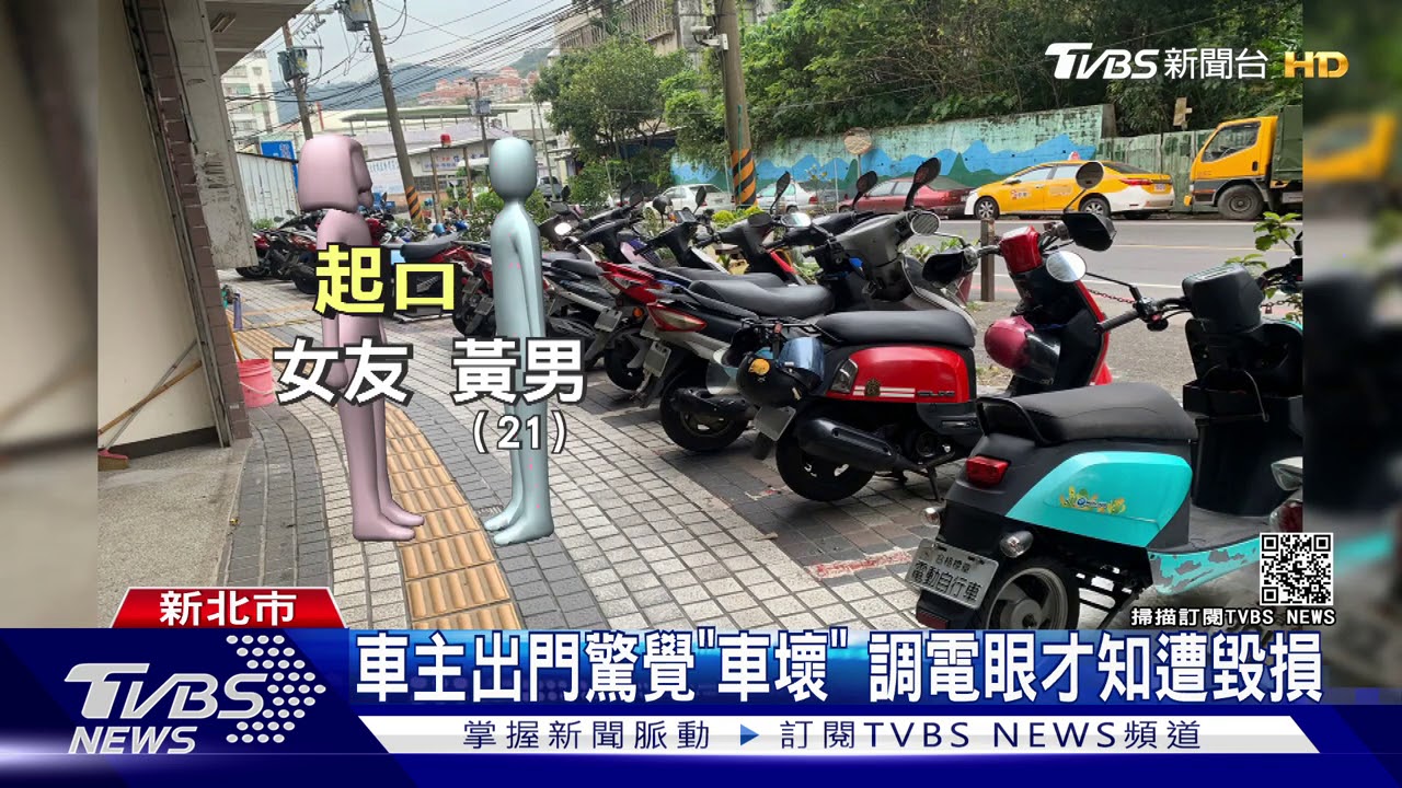 與女友吵架！　男失控踹倒「騎樓機車」挨告