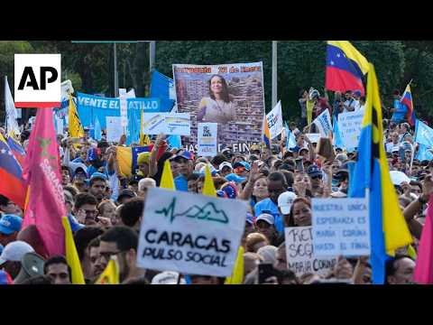 Venezuela opposition supporters rally to demand Machado’s return and presidential elections