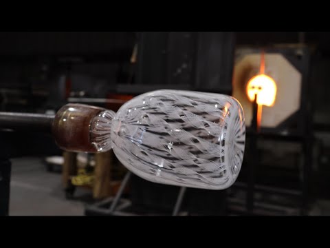 White Twisted Cane Drinking Cup, Glassblowing Demonstration