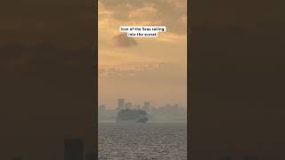 Icon of the Seas sailing into the sunset from Miami