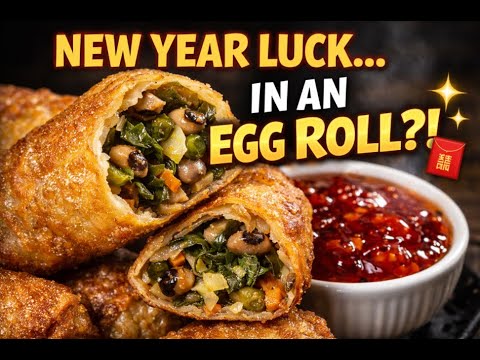 Southern New Year's Traditions Stuffed Into an Egg Roll: Collard Greens, Black-Eyed Peas & Pepper Jelly Dipping Sauce