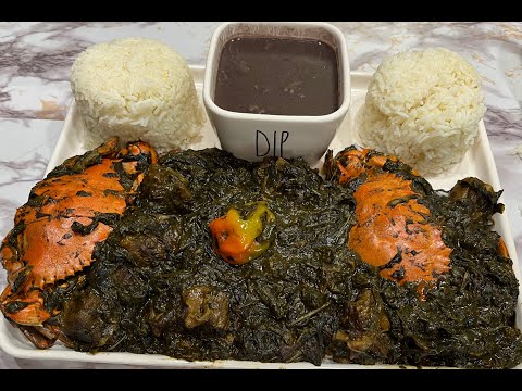 Haitiano # Legim Lalo Fasil. Ke bef, Caranguejo/ Folhas de juta ensopado fácil, Rabo de boi, Caranguejos
