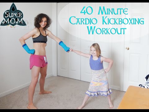 40 Min Cardio Kickboxing Workout w/ SuperMOM - HASfit Kick Boxing Cardio Exercises