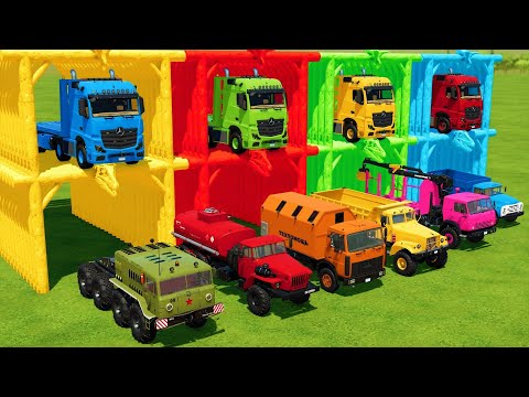 TRANSPORTING BIG OLD TRUCKS WITH MERCEDES TRUCKS & PLANE! Farming Simulator 22