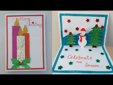 DIY Christmas card|Making popup Christmas card |Snowman crafts |Christmas tree card Video