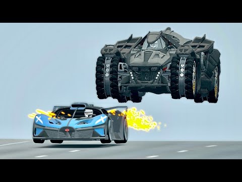 Bugatti Bolide vs Batmobile Arkham Knight - Drag Race 20 KM