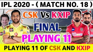 IPL 2020 Chennai Super Kings Vs Kings Xi Punjab Final Playing 11