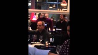Guy gets up to sing in restaurant