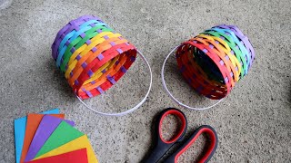 COLORED PAPER BASKET CRAFT  Easy Handmade Paper Cr