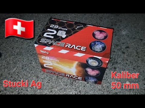 🇨🇭 Space Race 2 (Kaliber 50 mm Feuerwerks Batterie) von Tropic. Importeur: Stucki AG Wil 🇨🇭