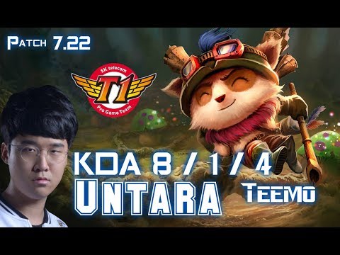 SKT T1 Untara TEEMO vs KENNEN Top - Patch 7.22 KR Ranked