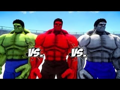 GREEN HULK VS RED HULK VS GREY HULK EPIC BATTLE MARVEL SUPERHEROES