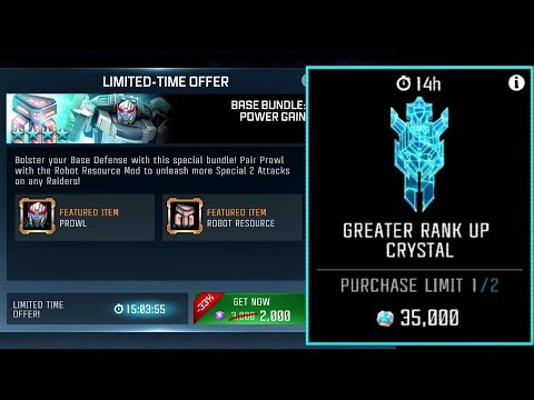 Prowl Deal and Greater Rank Up Crystals - Transformers: Forged to Fight
