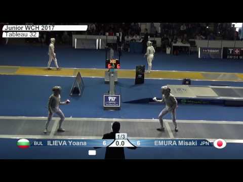 FE W S Individual Juniors Plovdiv BUL World Championships 2017 T32 11 blue ILIEVA BUL vs EMURA JPN