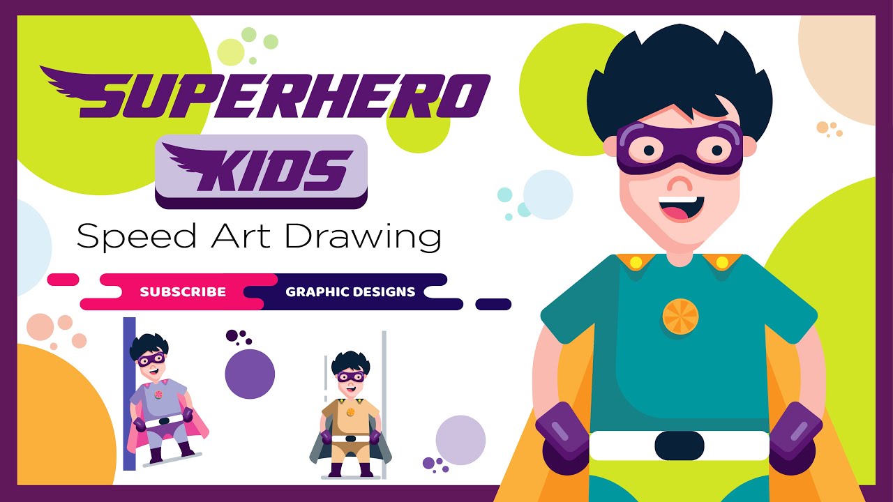 Superhero Kids For Beginners | Adobe Illustrator Tutorial | Speed Art Drawing | Graphic Designs