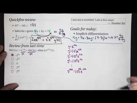 Implicit differentiation (Calc 1; Lecture 2-1; Fall 26)