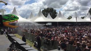 Crowd gets a spray of venom at the Garden Festival in Porto Alegre, Brazil