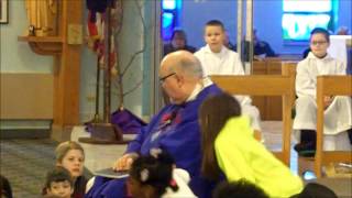 preview picture of video 'Fr  O'Connor Gospel & Homily 3 16 14 Childrens' Mass'