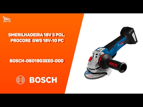 Esmerilhadeira Angular Brushless GWS18V-10PC 125mm 18V ProCORE com 2 Baterias 8,0Ah Carregador Rápido e Maleta BOSCH-06019G3EE0-000 - Video