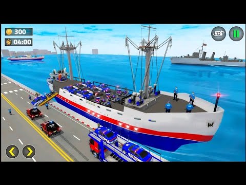 police car transport in cargo ship | police car transport ship simulator | never stop jk