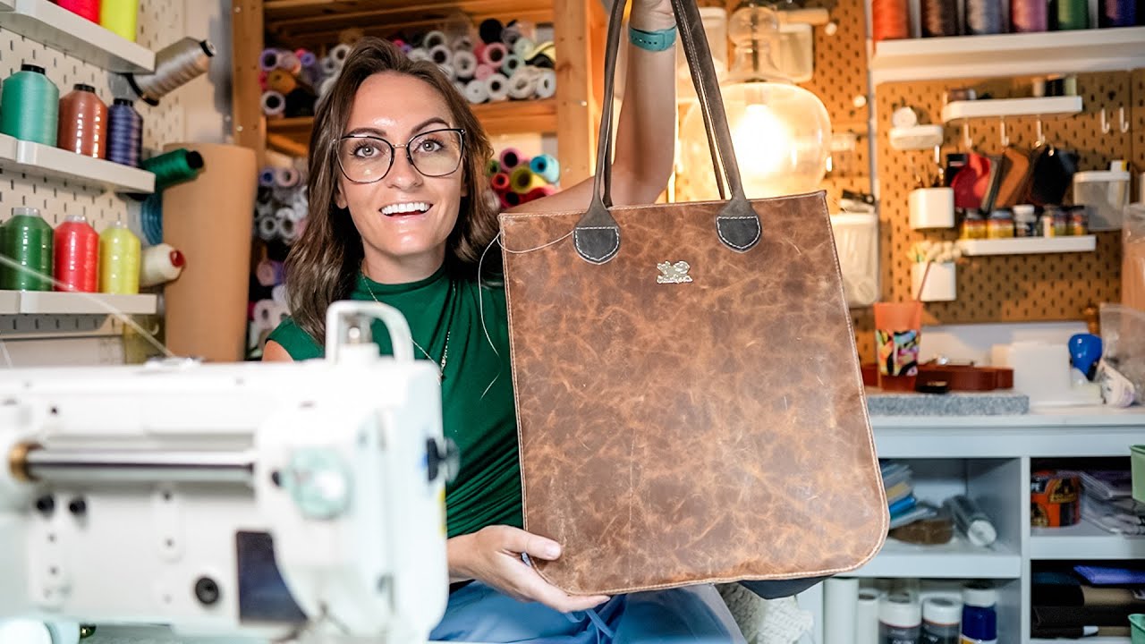 Sewing A Leather Totes Cute Tote Bag On My Juki 1541 - Let’s Modify A Grocery Tote Pattern Together!