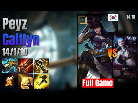 Peyz Adc Caitlyn vs Jinx lol KR solo rank Full Game 14.18