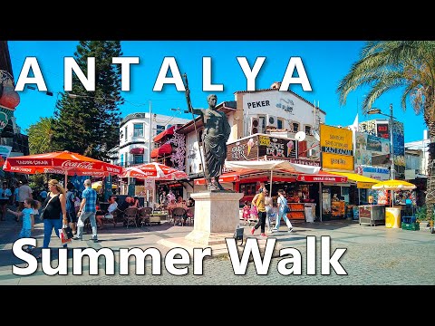 Antalya Walking Tour | Antalya Downtown Summer Turkey 4K🇹🇷