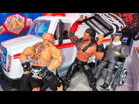 Roman Reigns vs Brock Lesnar Ambulance Action Figure Match - Hardcore Championship