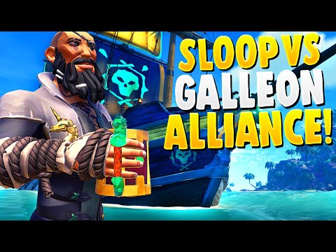 OVERCONFIDENT GALLEON ALLIANCE vs OUR SLOOP!!  (Sea of Thieves)
