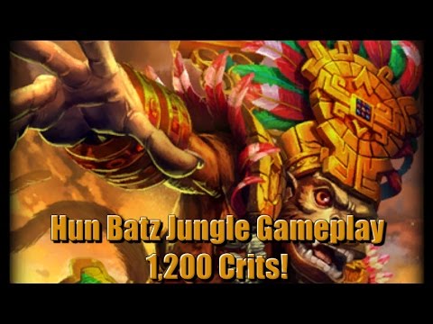 SMITE: Hun Batz Jungle - 1,200 Crits On Him!!