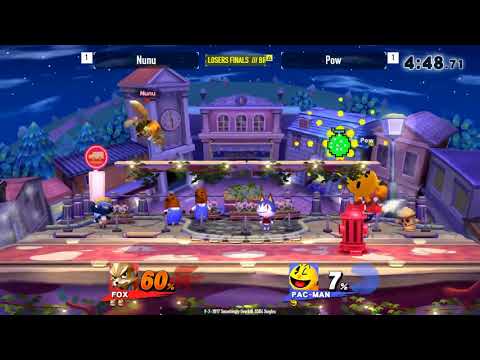 Smashingly Overkill Brackets 1: Nunu (Fox) vs. Pow (Pacman) - SSB4 Singles Losers Finals