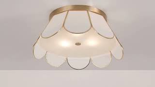 1_Watch A Video About the Eldridge Warm Brass and Seashell Ceiling Light