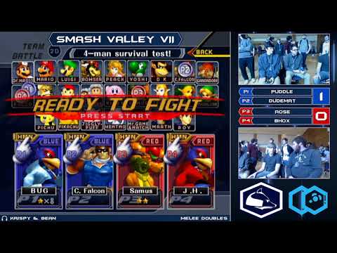 Smash Valley VII Melee Doubles - Puddle + Dudemat (B) vs Rose + BHox (R) - Winners Bracket