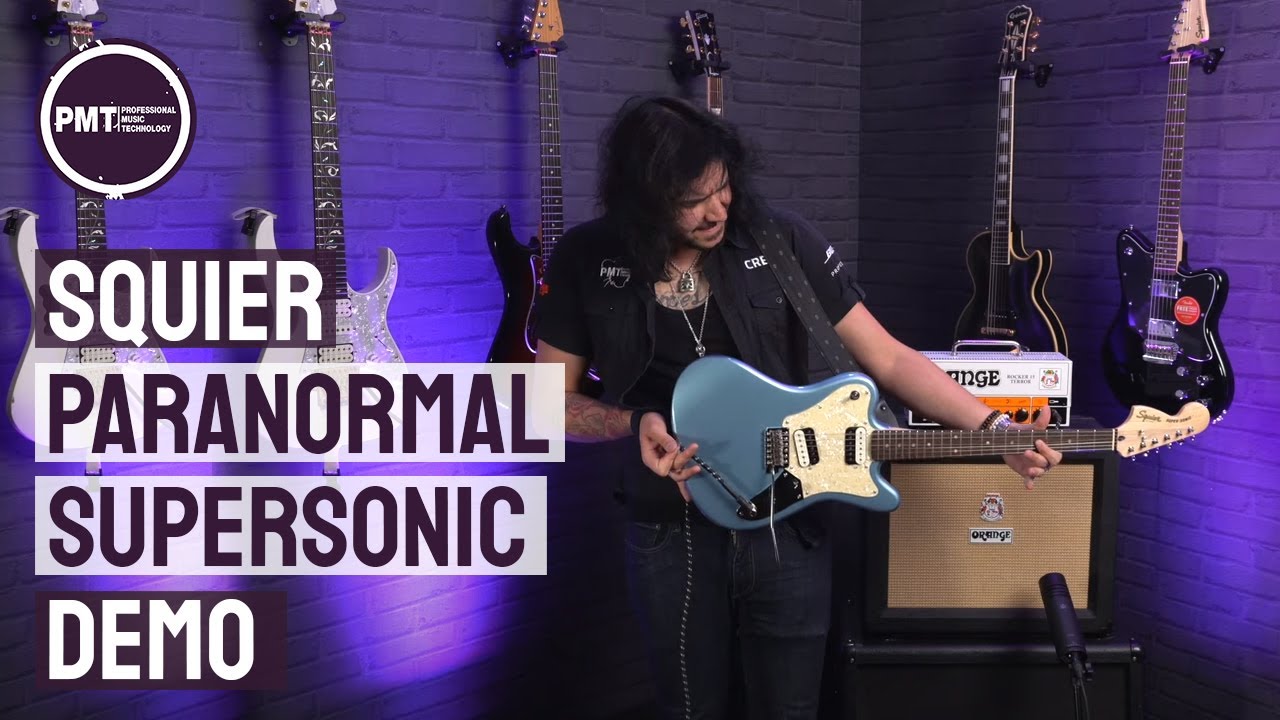 Squier Paranormal Super-Sonic Guitar Demo - Reverse Headstock & Body Guitar, Forward Thinking Sound! - YouTube