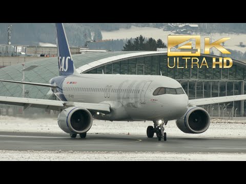 (4K) Salzburg Airport arrival and departure Winter Special Compilation SZG LOWS SAS Boeing B737 MAX